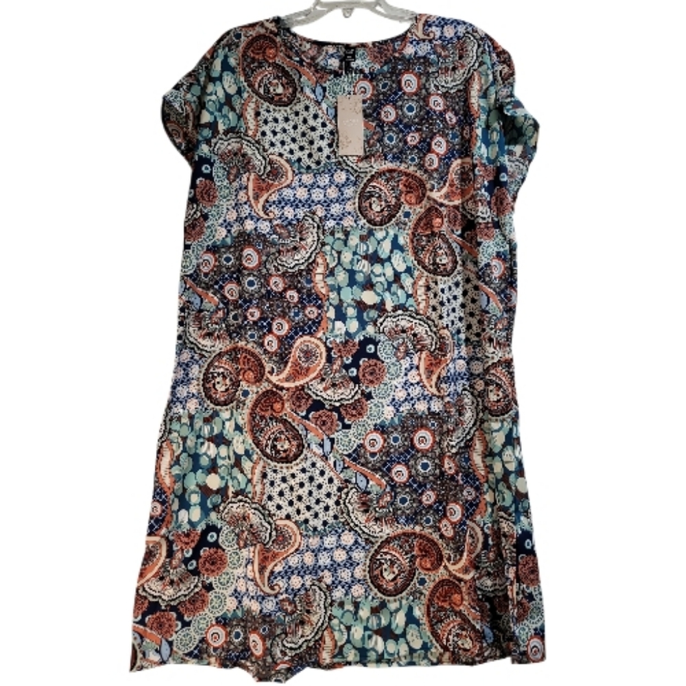 Emery Rose Dress Paisley Print Short Sleeve 5XL comfy bohemian lightweight